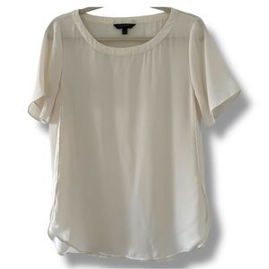 BANANA REPUBLIC Womens‎ Ivory Short Sleeve Classic Silky OversizedBlouse Size S